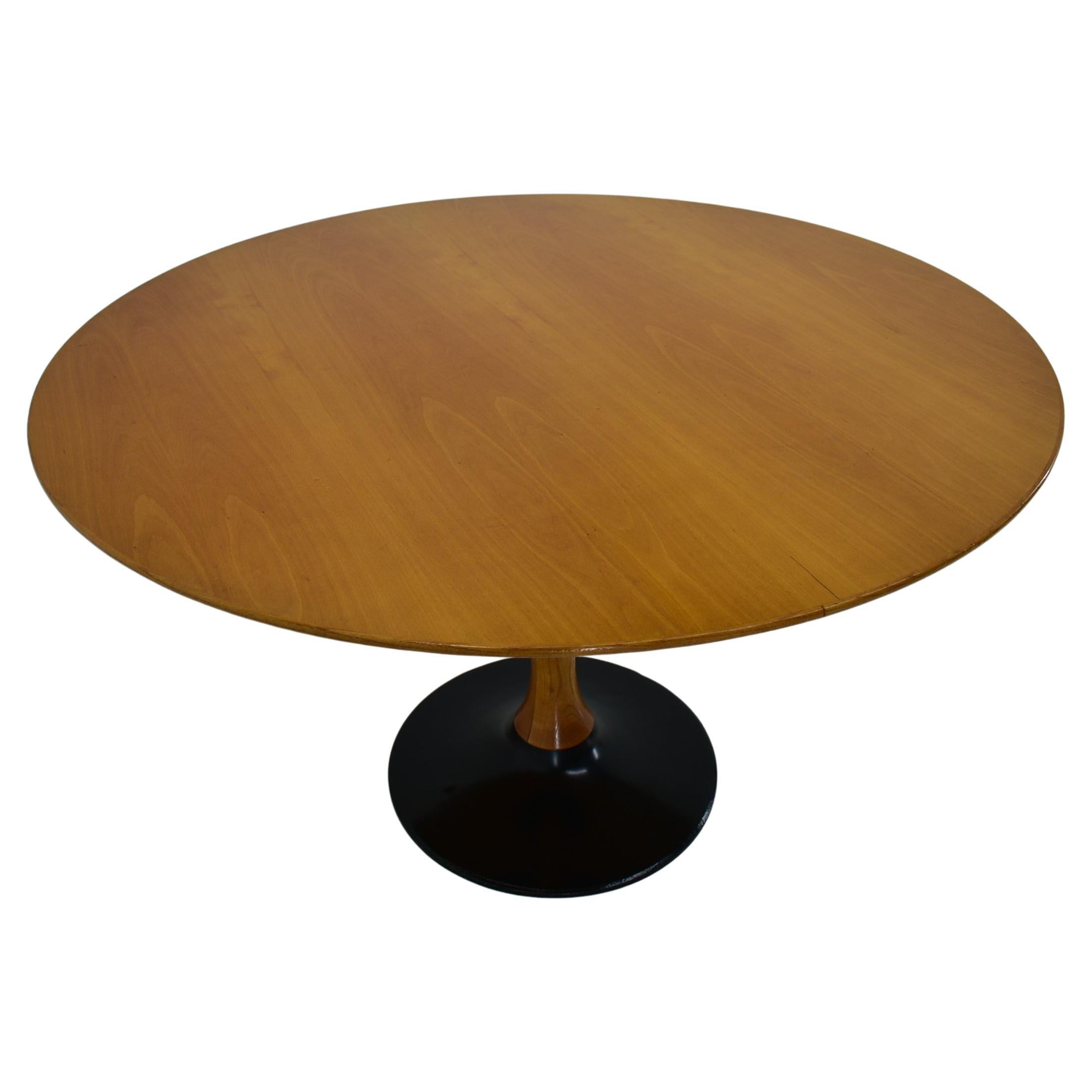 1960s Beech Round Dining Table, Czechoslovakia For Sale