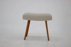 1960s Beech Stool in Boucle Fabric, Czechoslovakia