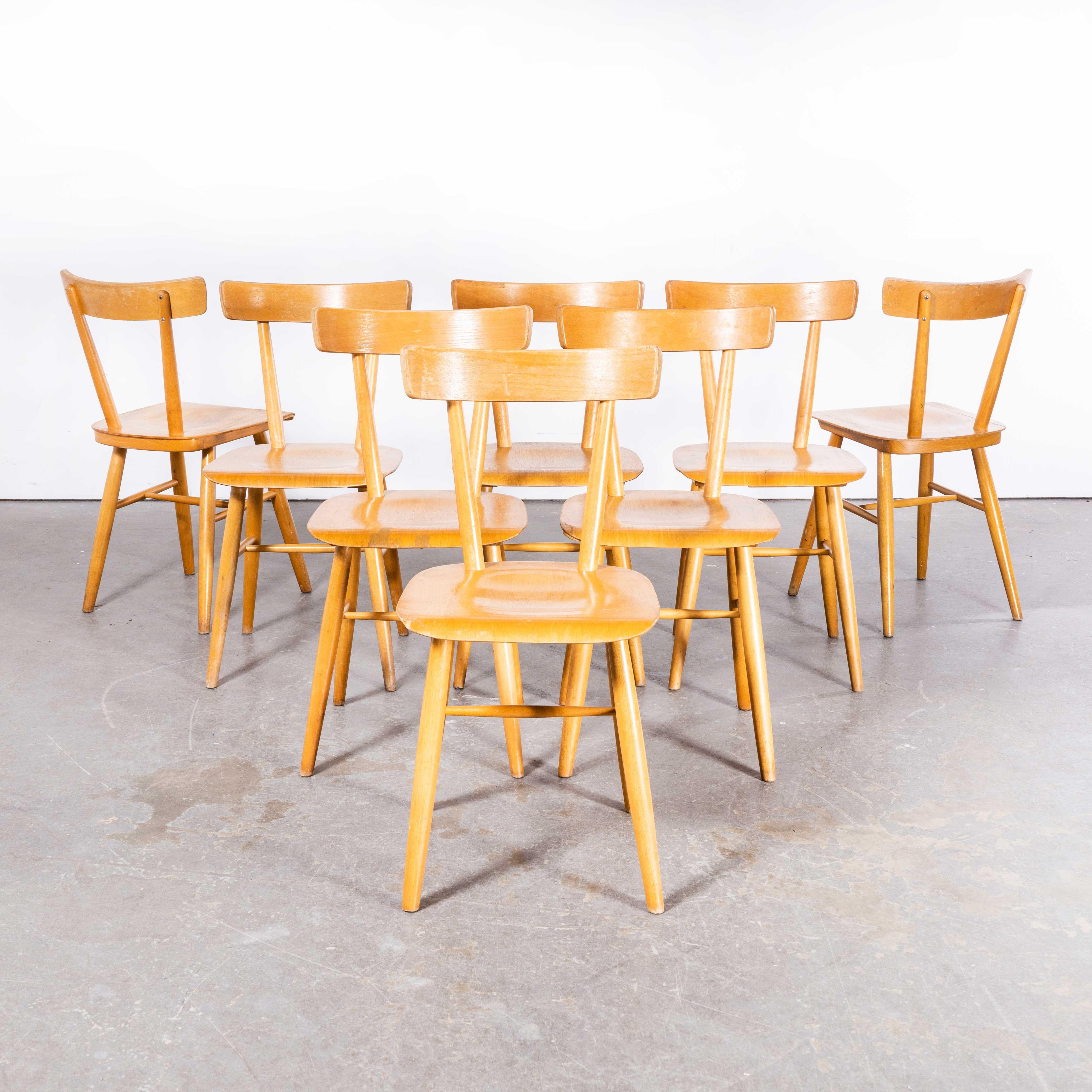 1960’s Beech Wood Dining Chair By Ton – Set Of Eight
1960’s Beech Wood Dining Chair By Ton – Set Of Eight. These chairs were produced by the famous Czech firm Ton, still trading today and producing beautiful chairs, they are an offshoot of Thonet.