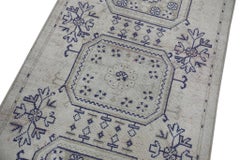 1960s Beige & Blue Vintage Turkish Runner 3' x 9'9"