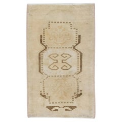 1960s Beige 
Brown Vintage Turkish Mini Rug 1
8" X 3
