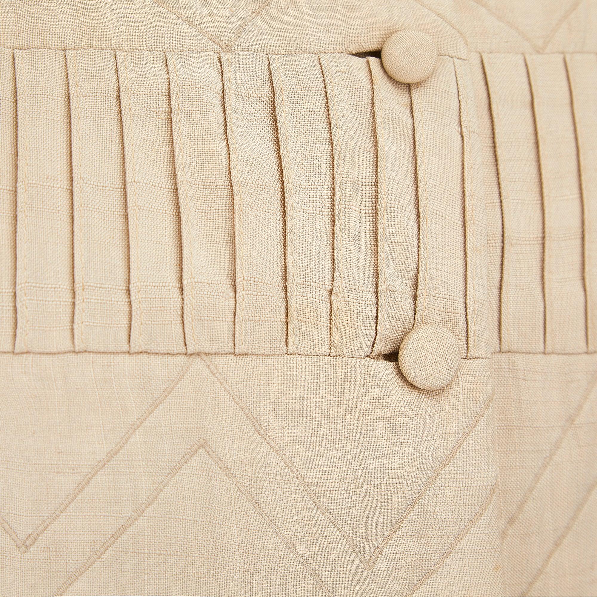 1960s Beige Linen Geometric Design Dress Suit For Sale 2