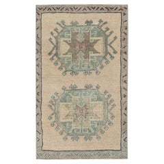 1960s Beige Multicolor Vintage Turkish Mini Rug 1
6" X 2
10"