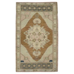 1960s Beige Multicolor Vintage Turkish Mini Rug 1
8" X 3
1"