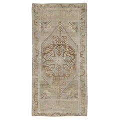 1960s Beige 
Orange Vintage Turkish Mini Rug 1
9" X 3
7"