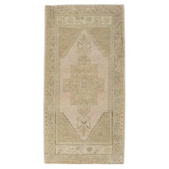 1960s Beige 
Pink Vintage Turkish Mini Rug 1
8" X 3
4"