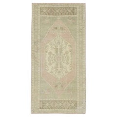 1960s Beige 
Pink Vintage Turkish Mini Rug 1
8" X 3
5"