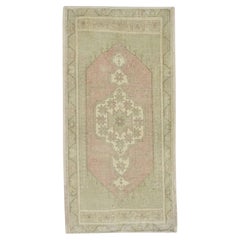 1960s Beige 
Pink Vintage Turkish Mini Rug 1
9" X 3
6"
