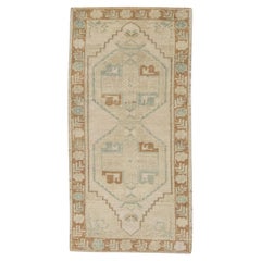 1960s Beige 
Tan Vintage Turkish Mini Rug 1
8" X 3
4"