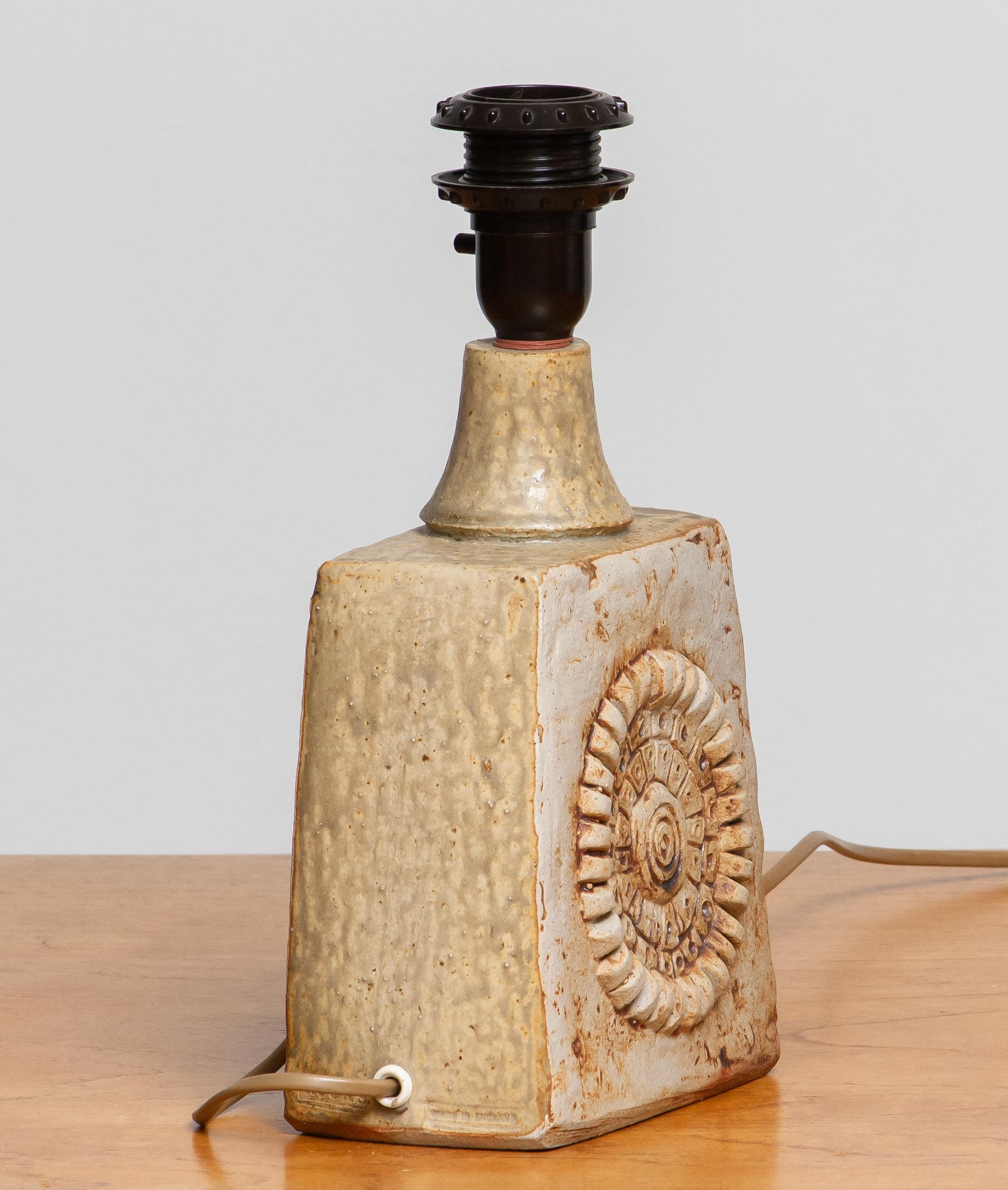 Mid-20th Century 1960s, Beige Brutalist Terracotta Pottery Table Lamp by Bernard Rooke, England