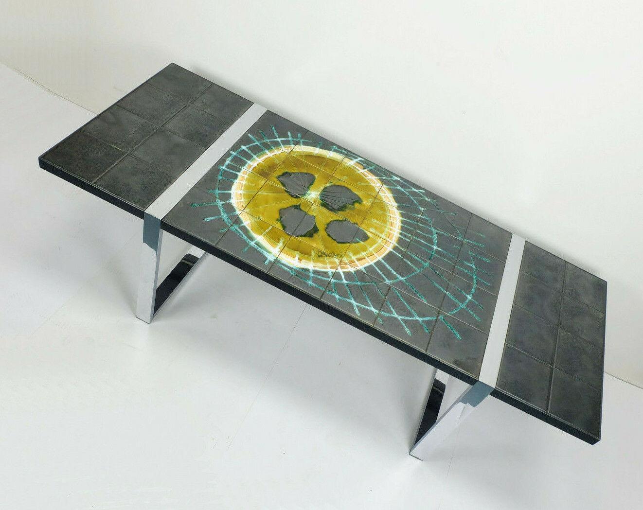 1960s Belarti Coffeetable with Ceramic Tile Top and Chrome Base For Sale 2