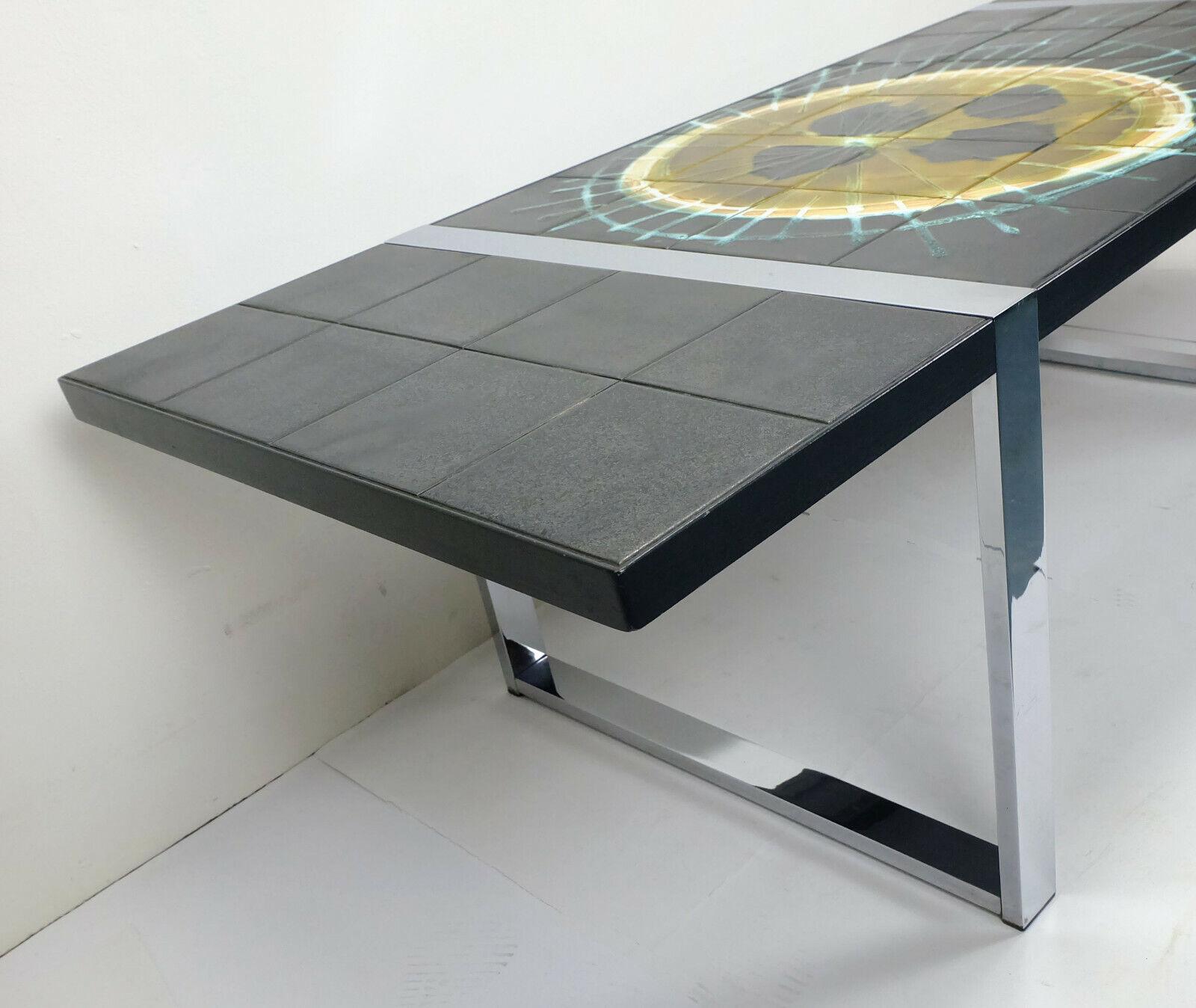 Mosaic 1960s Belarti Coffeetable with Ceramic Tile Top and Chrome Base For Sale