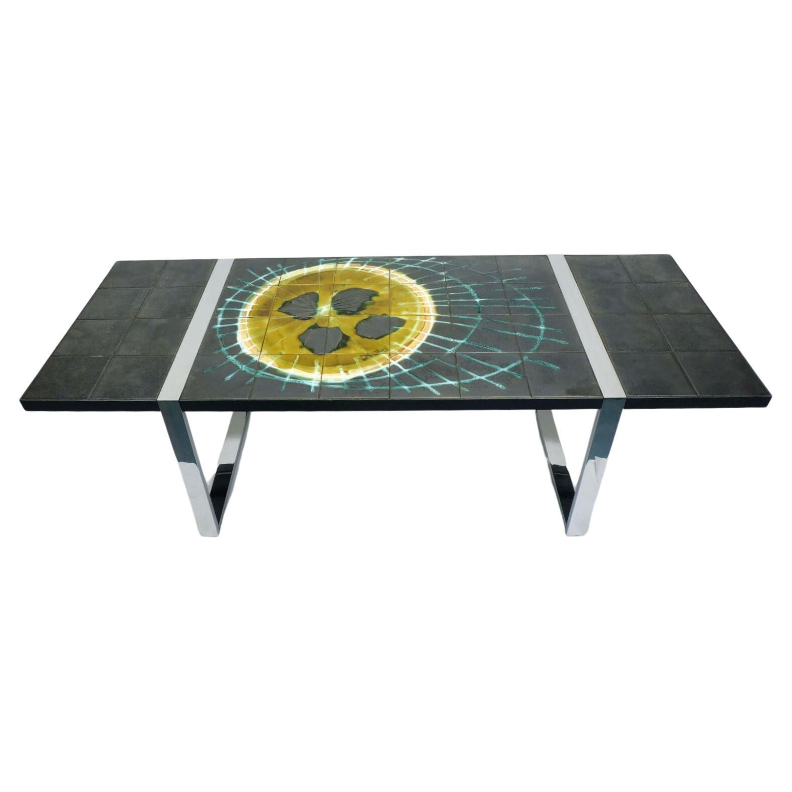 1960s Belarti Coffeetable with Ceramic Tile Top and Chrome Base