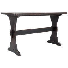 1960s Belgian Black Wooden Patinated Table