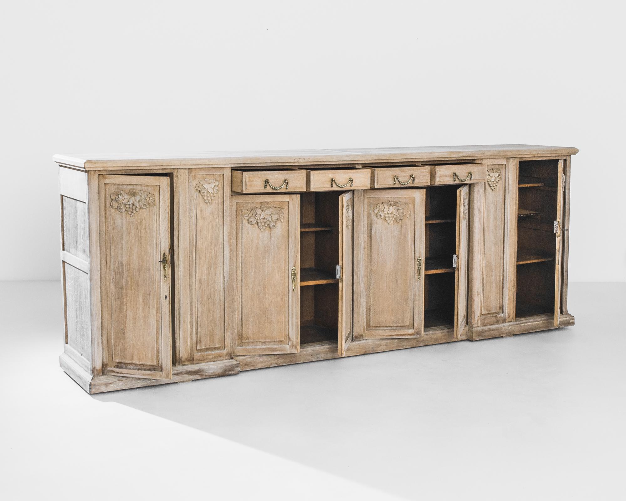 Mid-20th Century 1960s Belgian Bleached Oak Cabinet