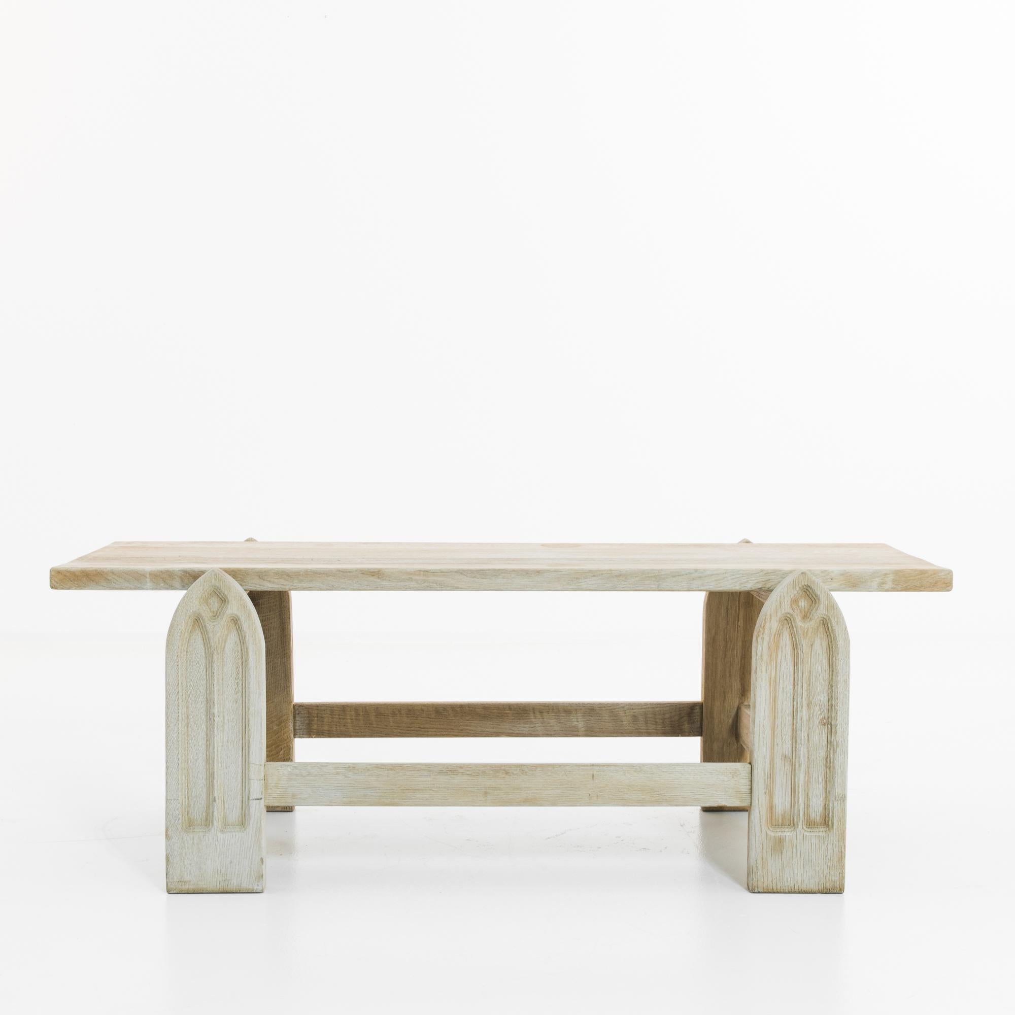A bleached oak coffee table from Belgium, produced circa 1960. A charming 18