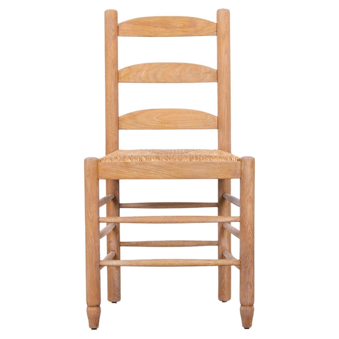 1960s Belgian Bleached Oak Dining Chair For Sale
