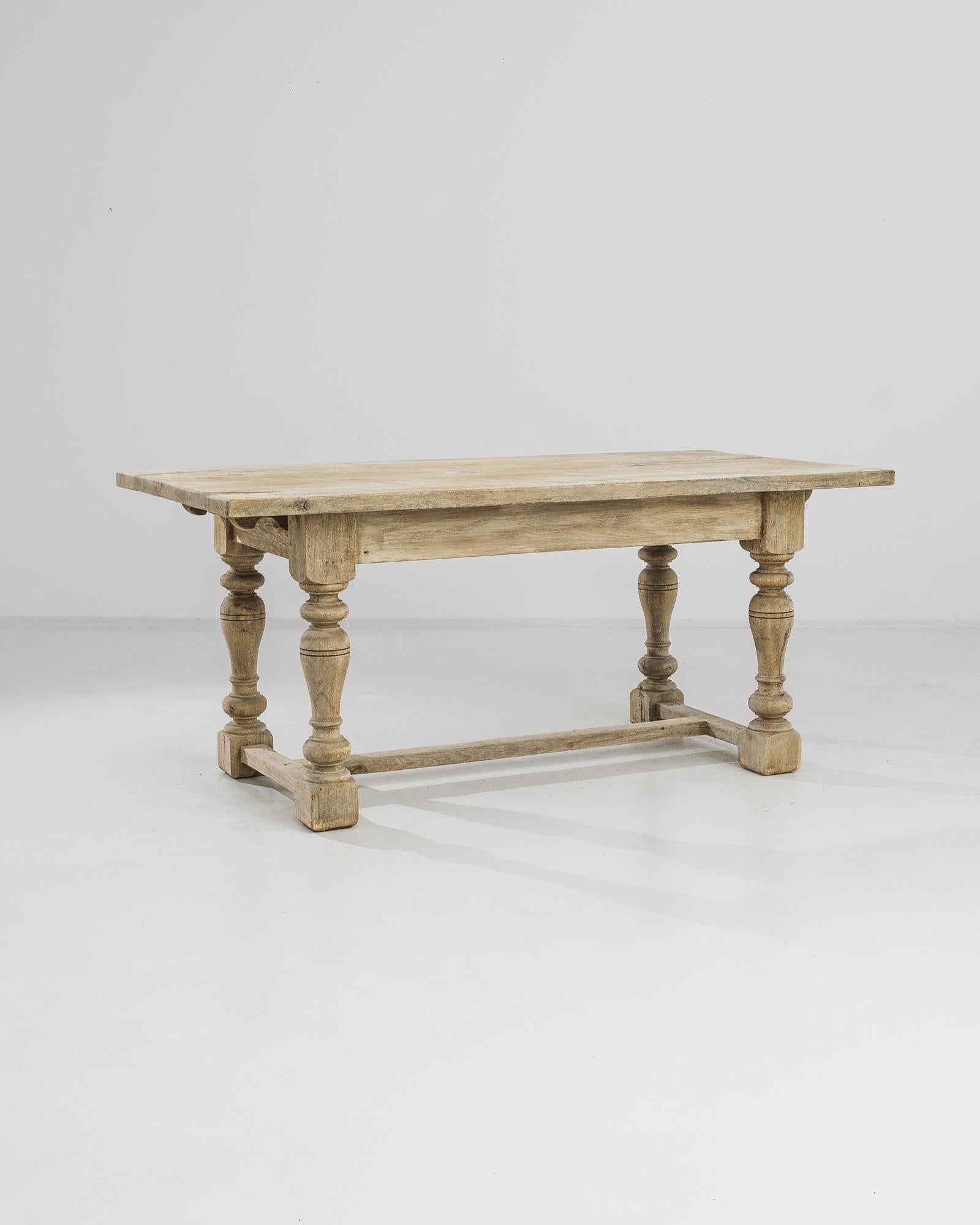 Mid-20th Century 1960s Belgian Bleached Oak Dining Table