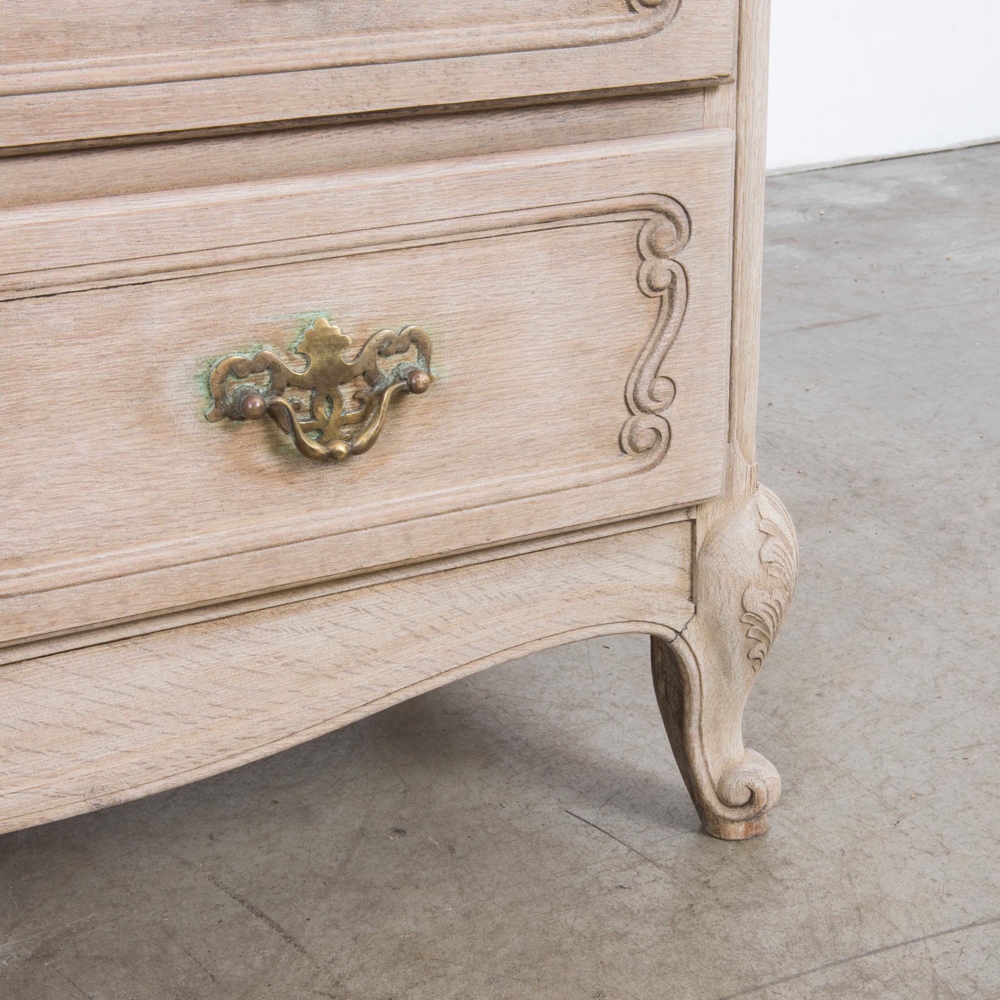 1960s Belgian Bleached Oak Drawer Chest 4