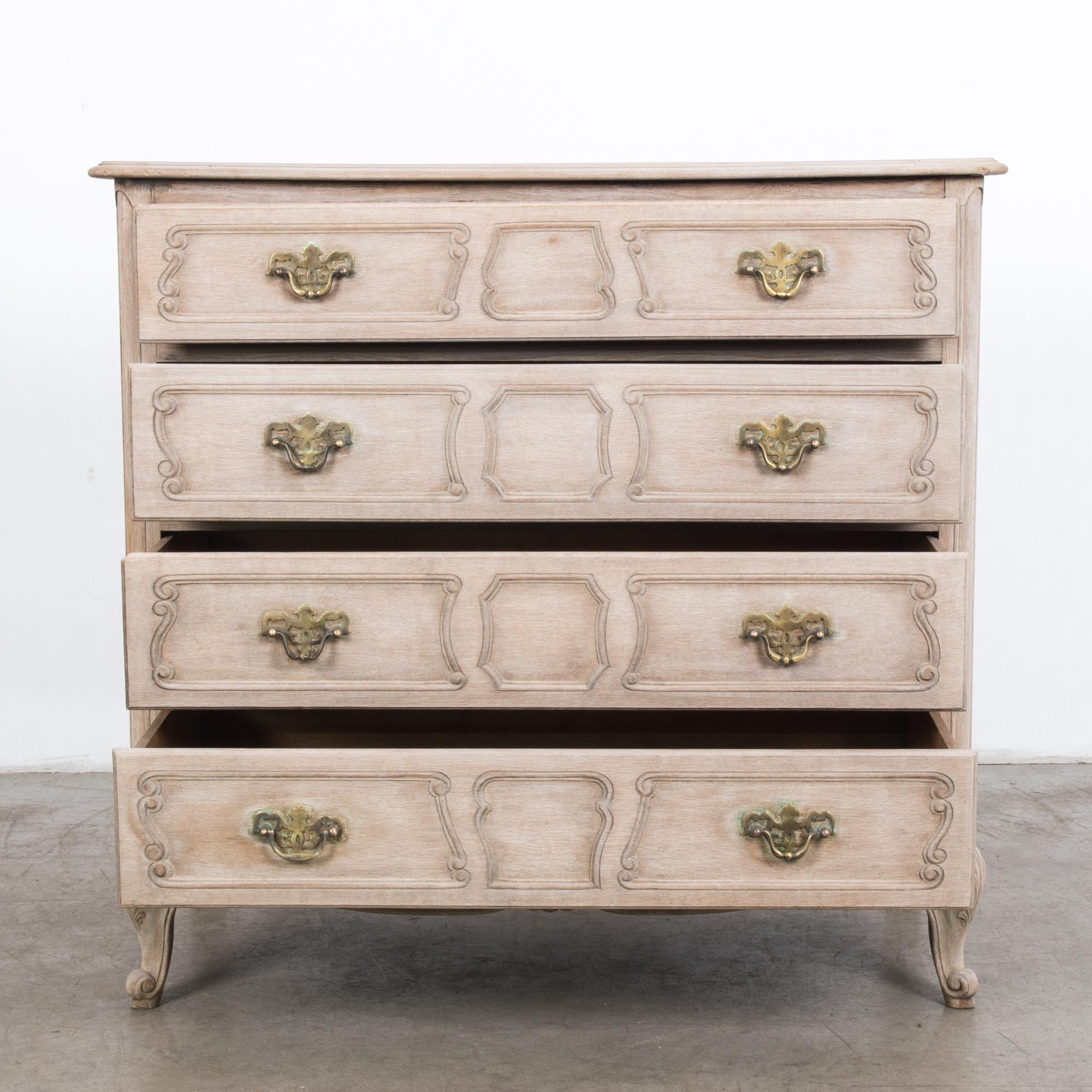 French Provincial 1960s Belgian Bleached Oak Drawer Chest