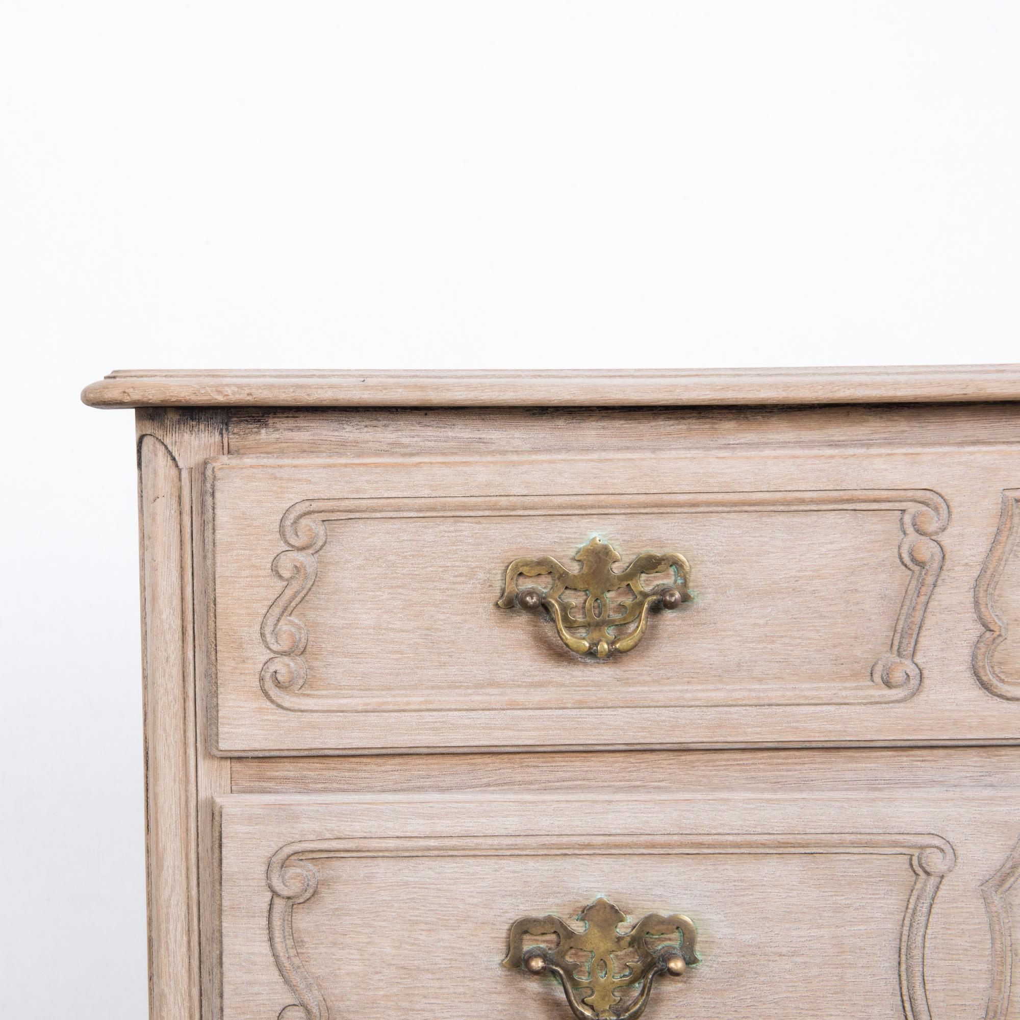 Mid-20th Century 1960s Belgian Bleached Oak Drawer Chest