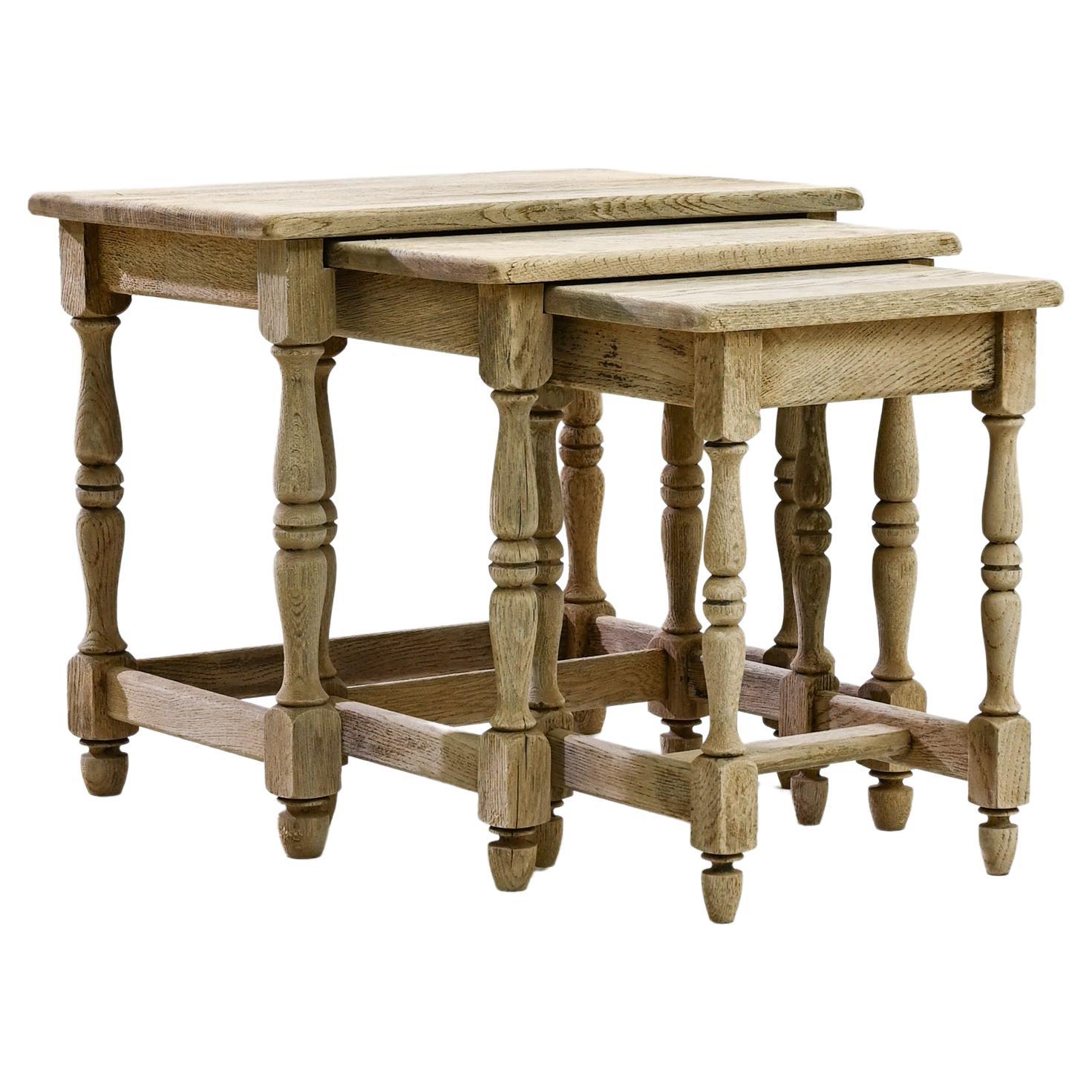 1960s Belgian Bleached Oak Nesting Table at 1stDibs