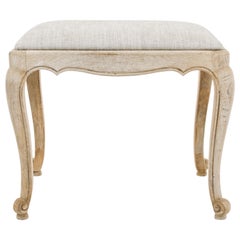 1960s Belgian Bleached Oak Stool with Upholstered Seat