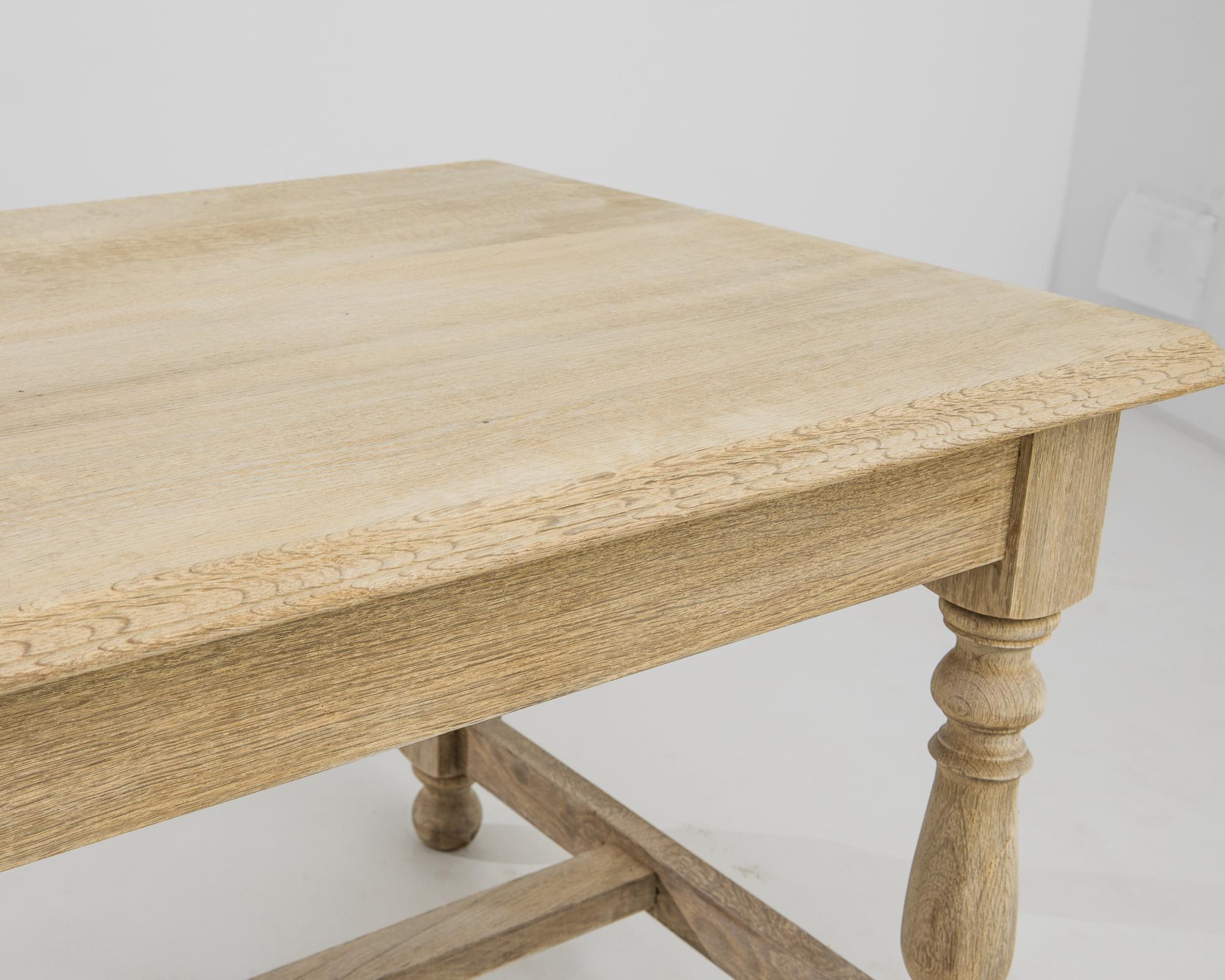 Country 1960s Belgian Bleached Oak Table For Sale