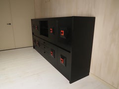 1960's Belgian brutalist black and red cabinet