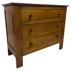 1960s Belgian Brutalist Oak Chest of Drawers Mid Century