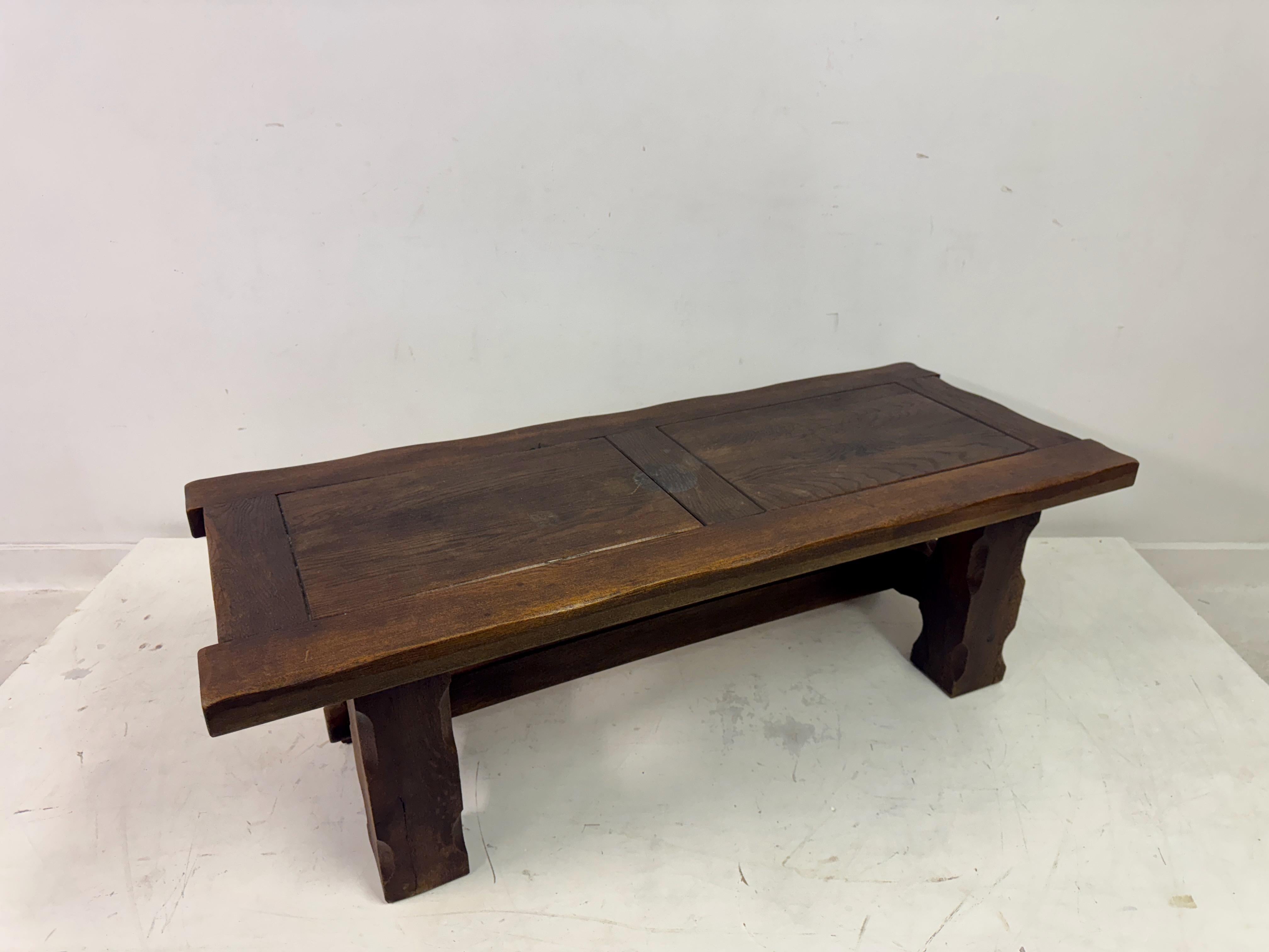 Tavolino belga brutalista degli anni '60 in Oak 3