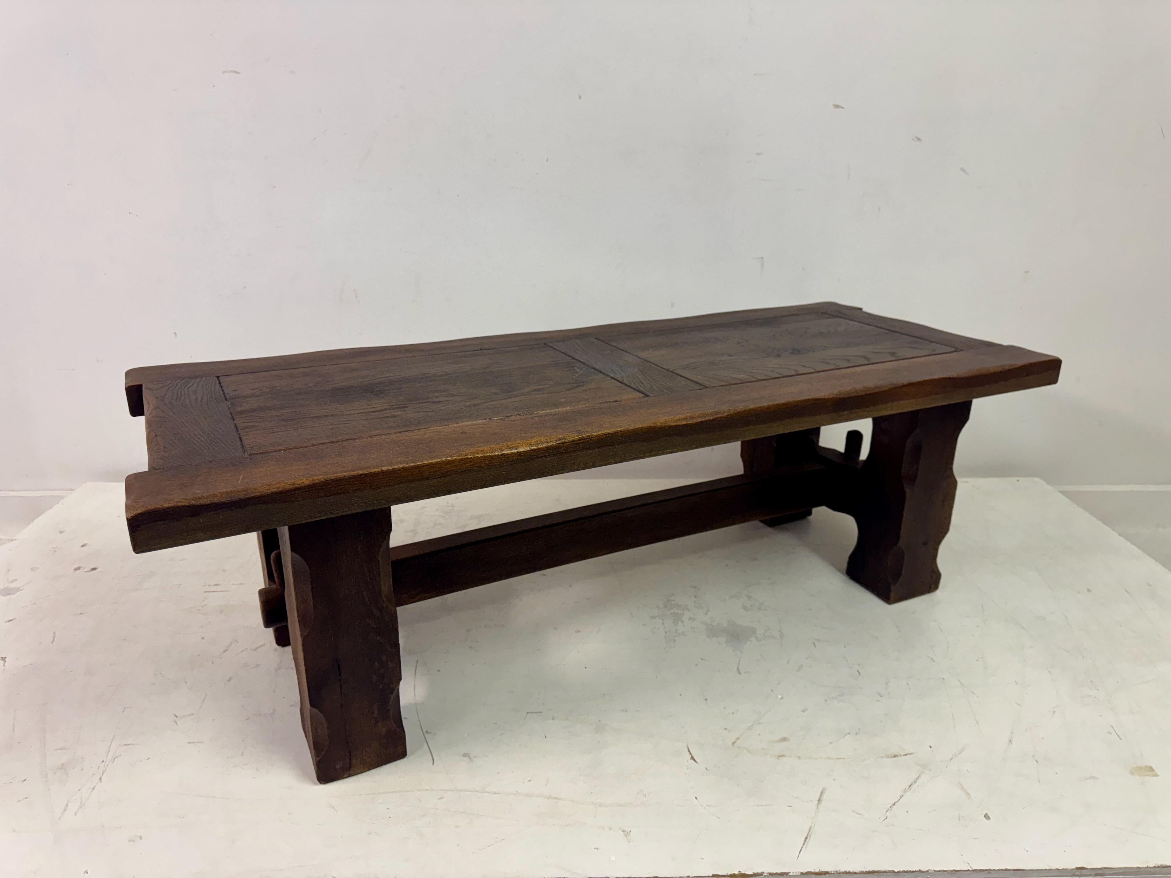 Tavolino belga brutalista degli anni '60 in Oak 4