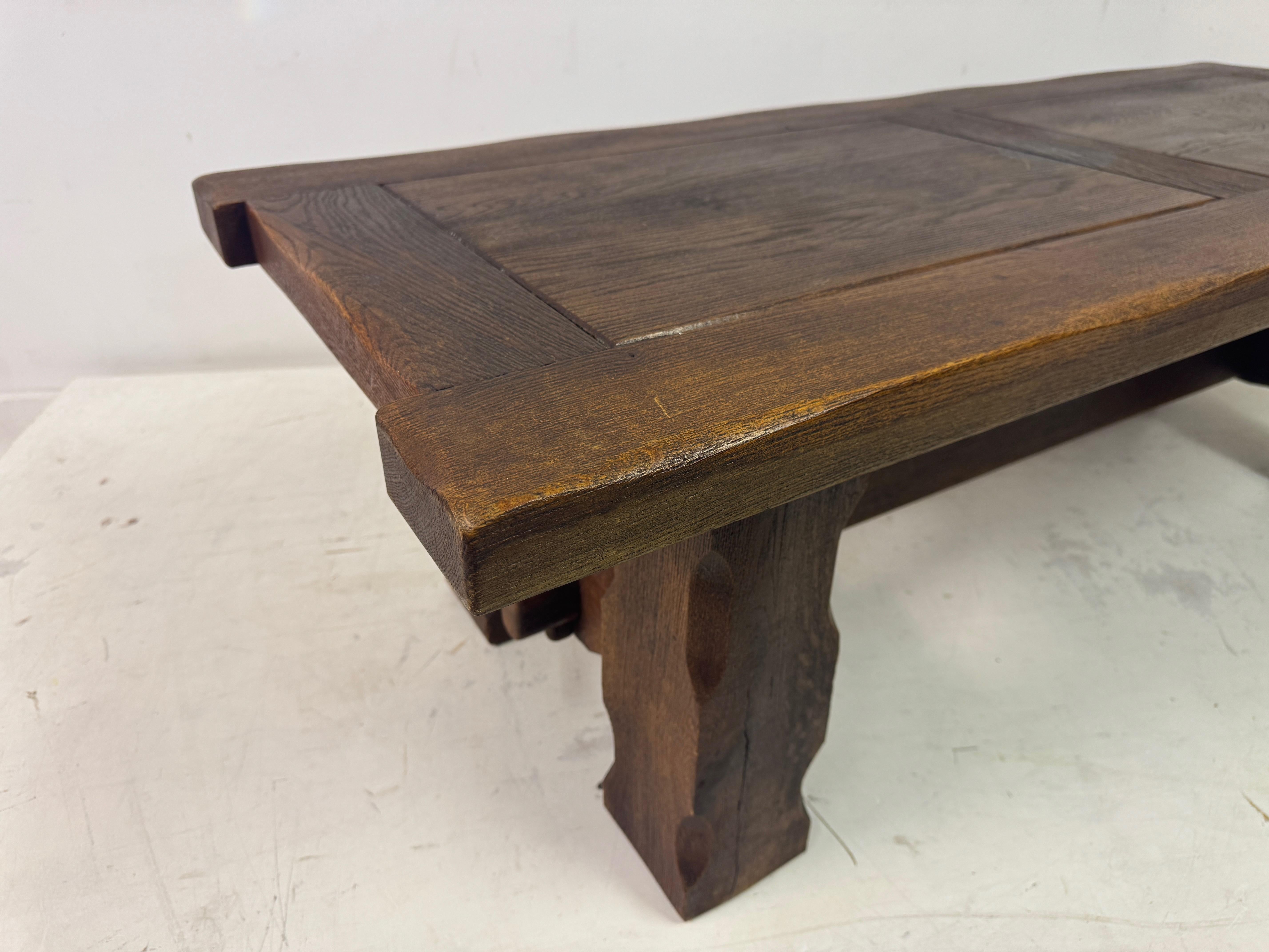 Tavolino belga brutalista degli anni '60 in Oak 7