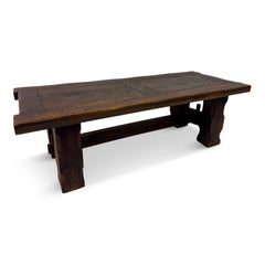 1960s Belgian Brutalist Oak Coffee Table