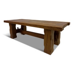 1960s Belgian Brutalist Oak Coffee Table