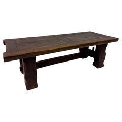 1960s Belgian Brutalist Oak Coffee Table