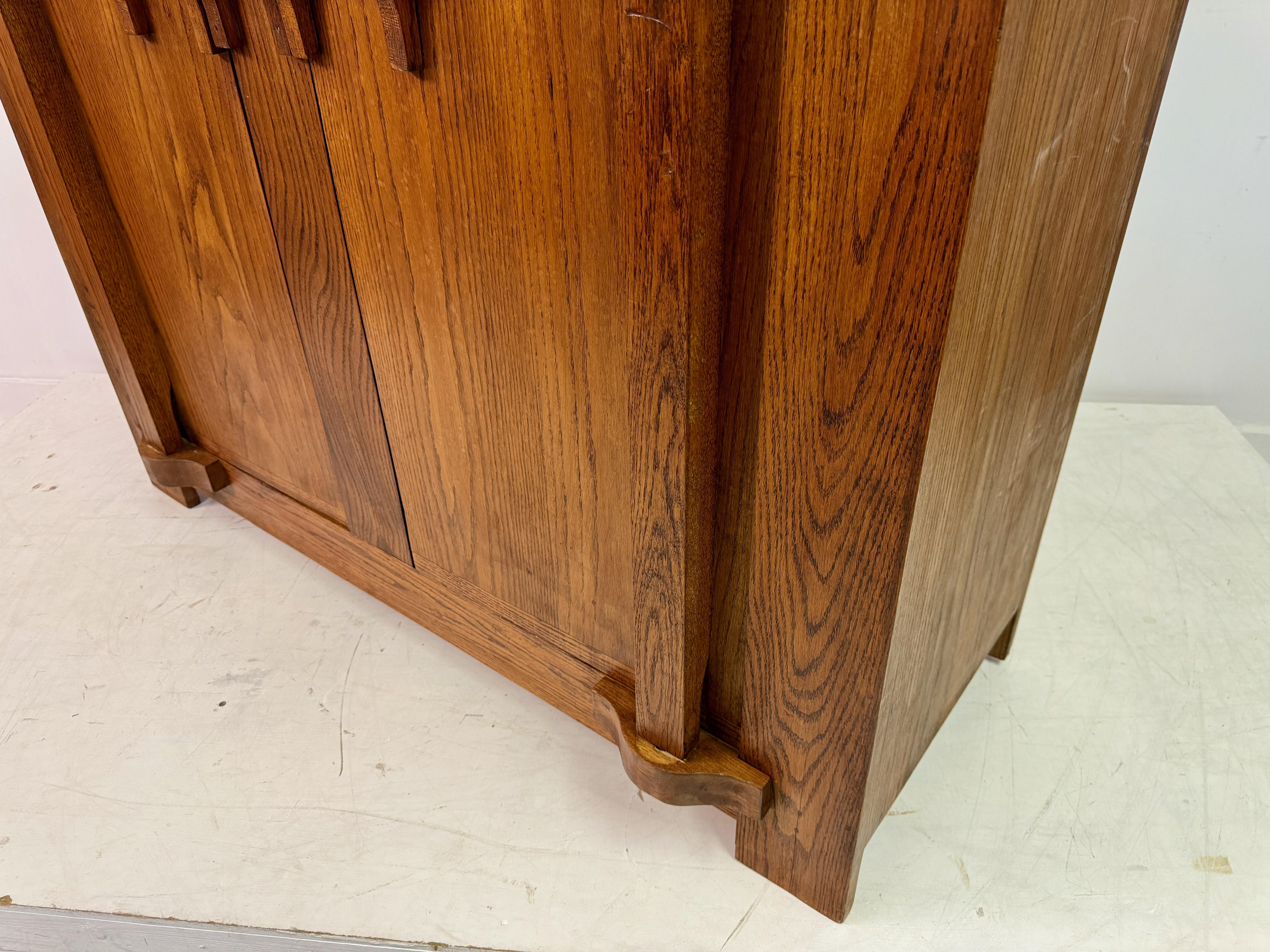 1960s Belgian Brutalist Oak Cupboard Highboard or Wardrobe For Sale 6