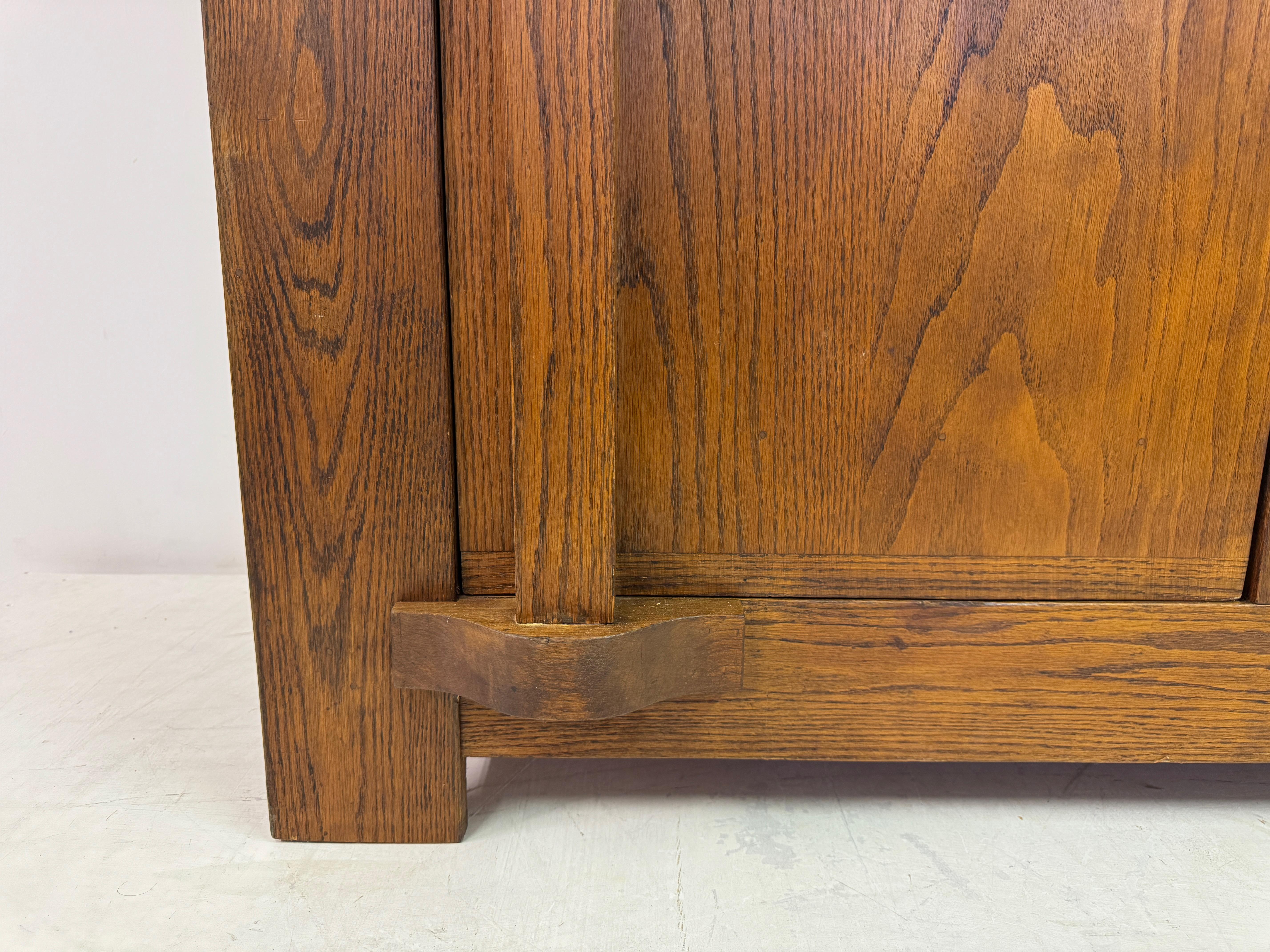 20th Century 1960s Belgian Brutalist Oak Cupboard Highboard or Wardrobe For Sale