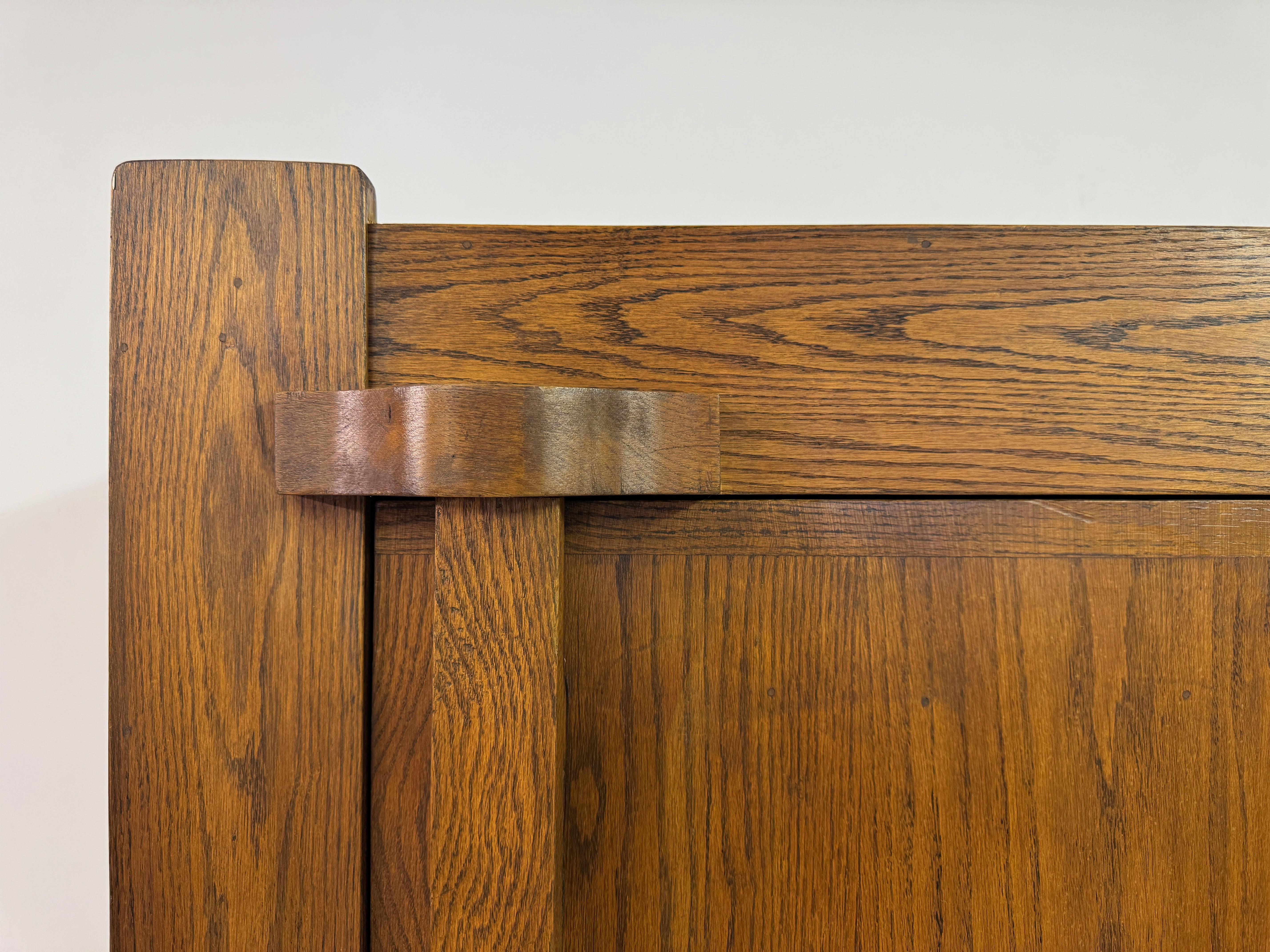 1960s Belgian Brutalist Oak Cupboard Highboard or Wardrobe For Sale 1