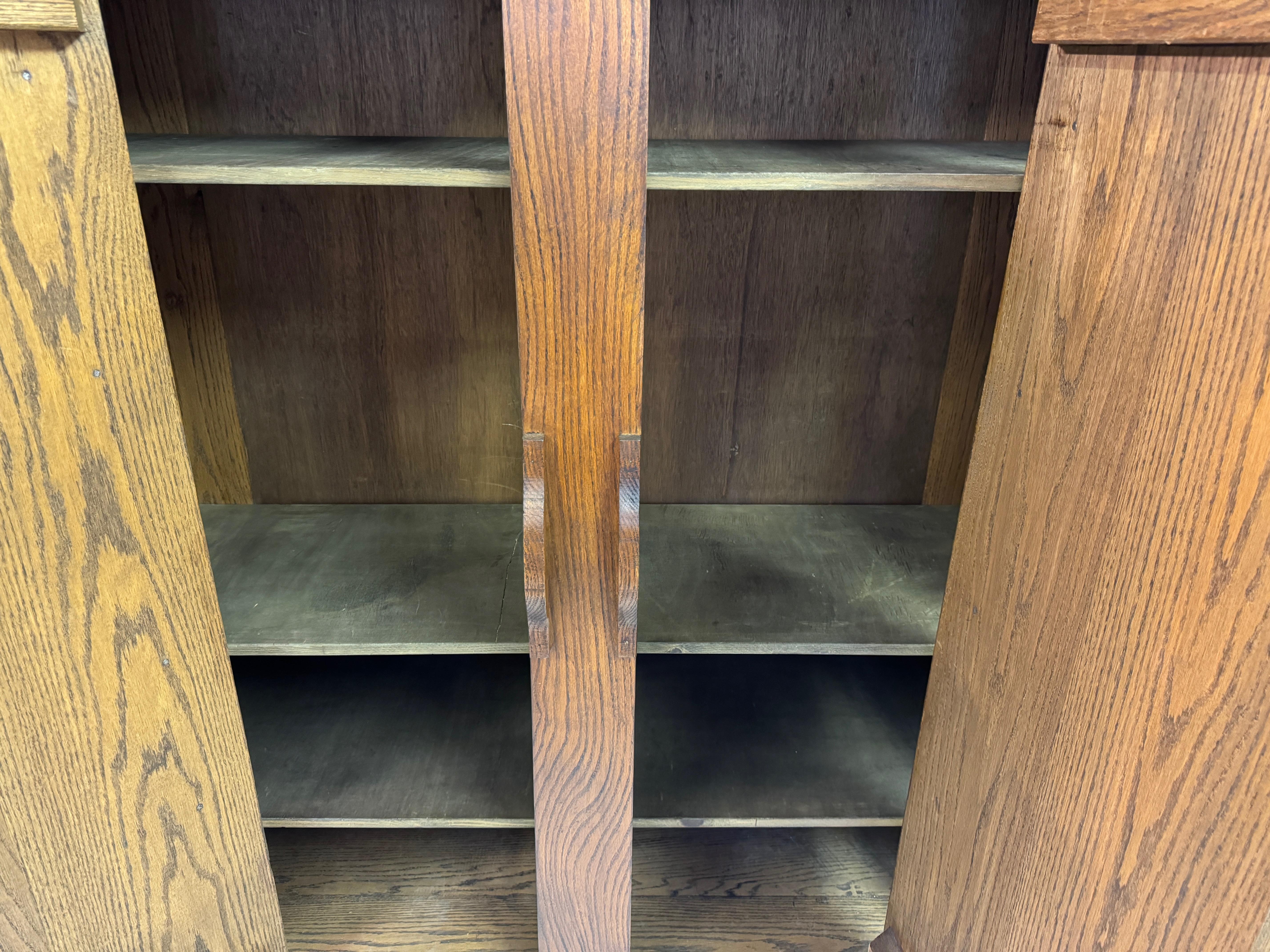 1960s Belgian Brutalist Oak Cupboard Highboard or Wardrobe For Sale 3