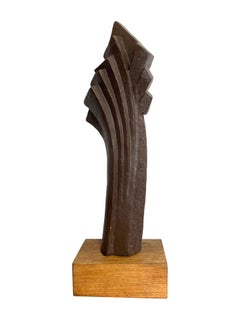 1960s Belgian Ceramic Abstract Sculpture with Bronze Textured Style Finish