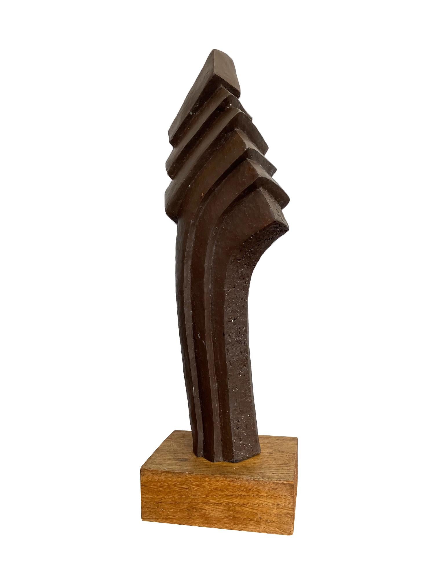 Mid-20th Century 1960s Belgian Ceramic Abstract Sculpture with Bronze Textured Style Finish For Sale
