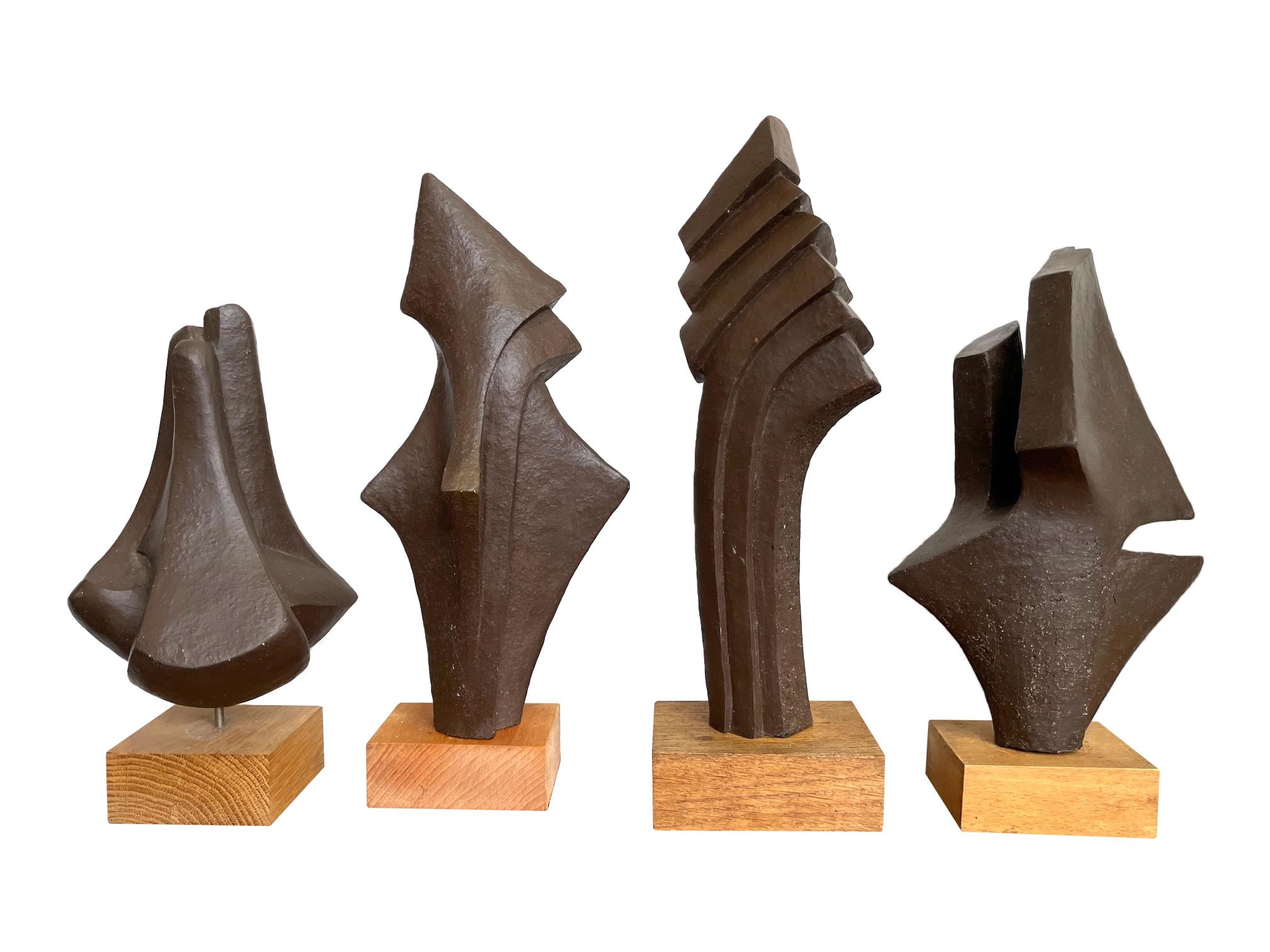 Sculpture abstraite belge en céramique des années 1960 avec finition en bronze de style texturé en vente 1