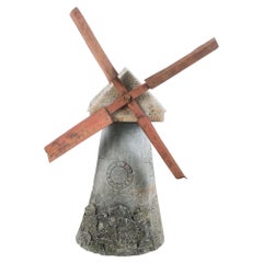 Vintage 1960s Belgian Concrete Windmill Garden Ornament