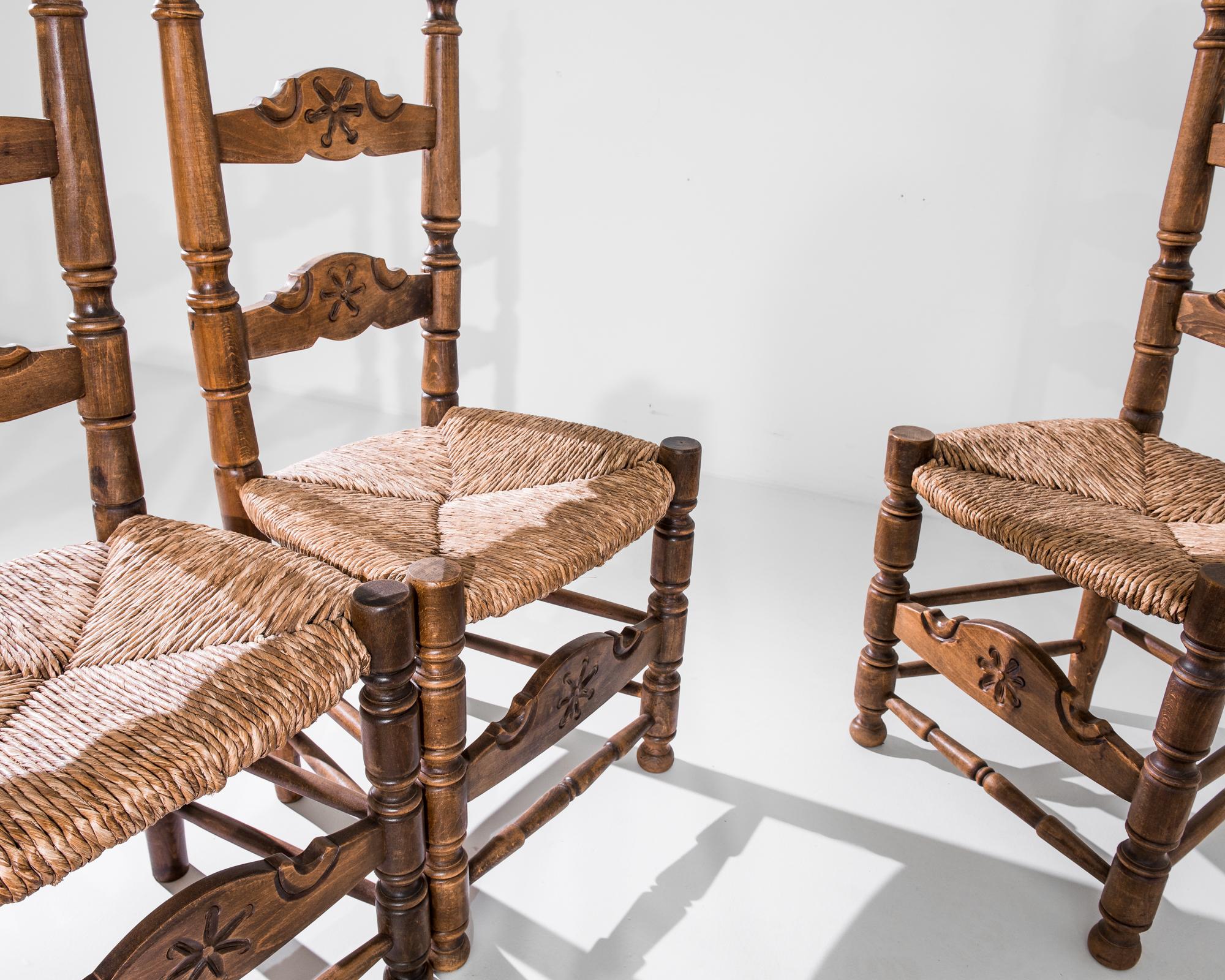 Mid-20th Century 1960s Belgian Country Dining Chairs, Set of Six