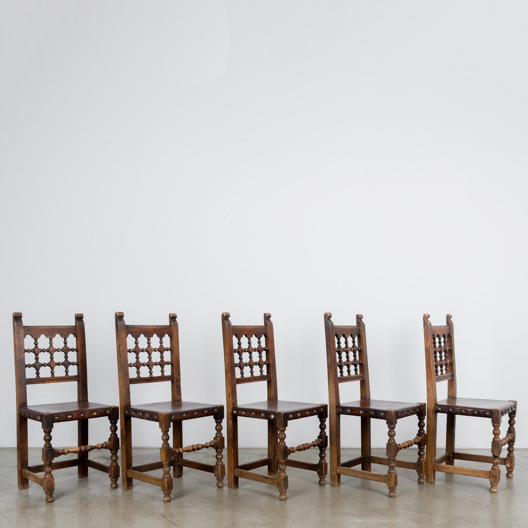 French Provincial 1960s Belgian Dining Chairs, Set of Five