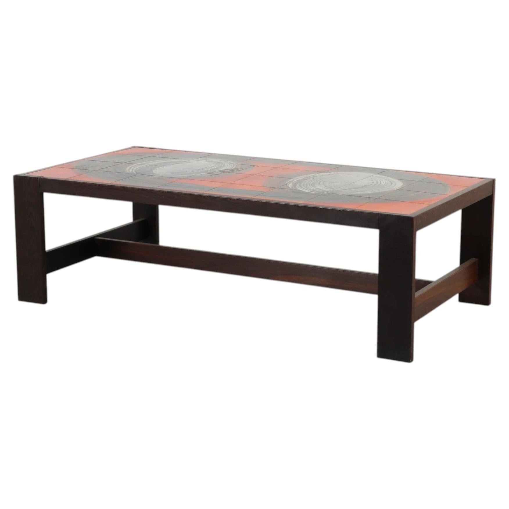 1960s Belgian Mid-Century Ceramic Tile Coffee Table by J. Belarti
