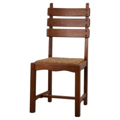 1960s Belgian Mid-Century Chair in Oak and Wicker, Brutalist Style 1960s Belgian Mid-Century Chair in Oak and Wicker, Brutalist Style