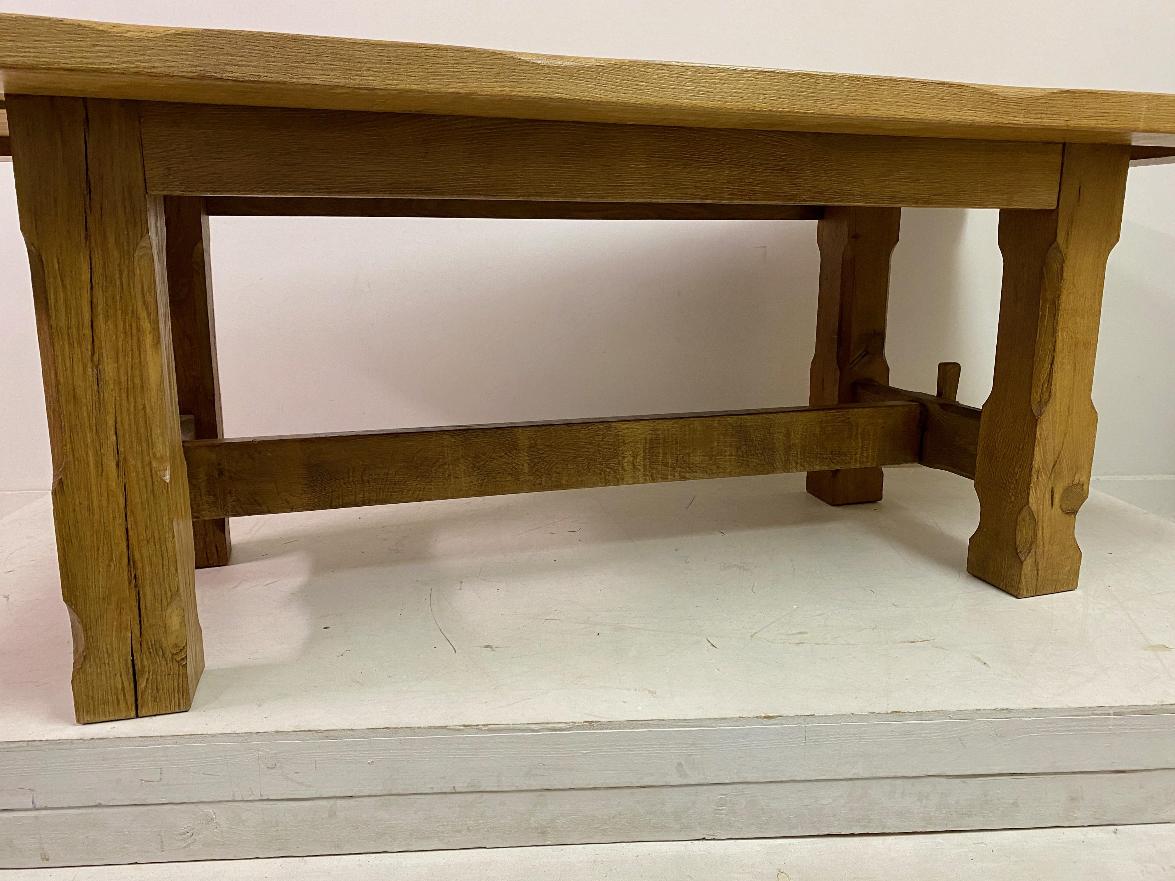 1960s Belgian Oak Brutalist Dining Table For Sale 8