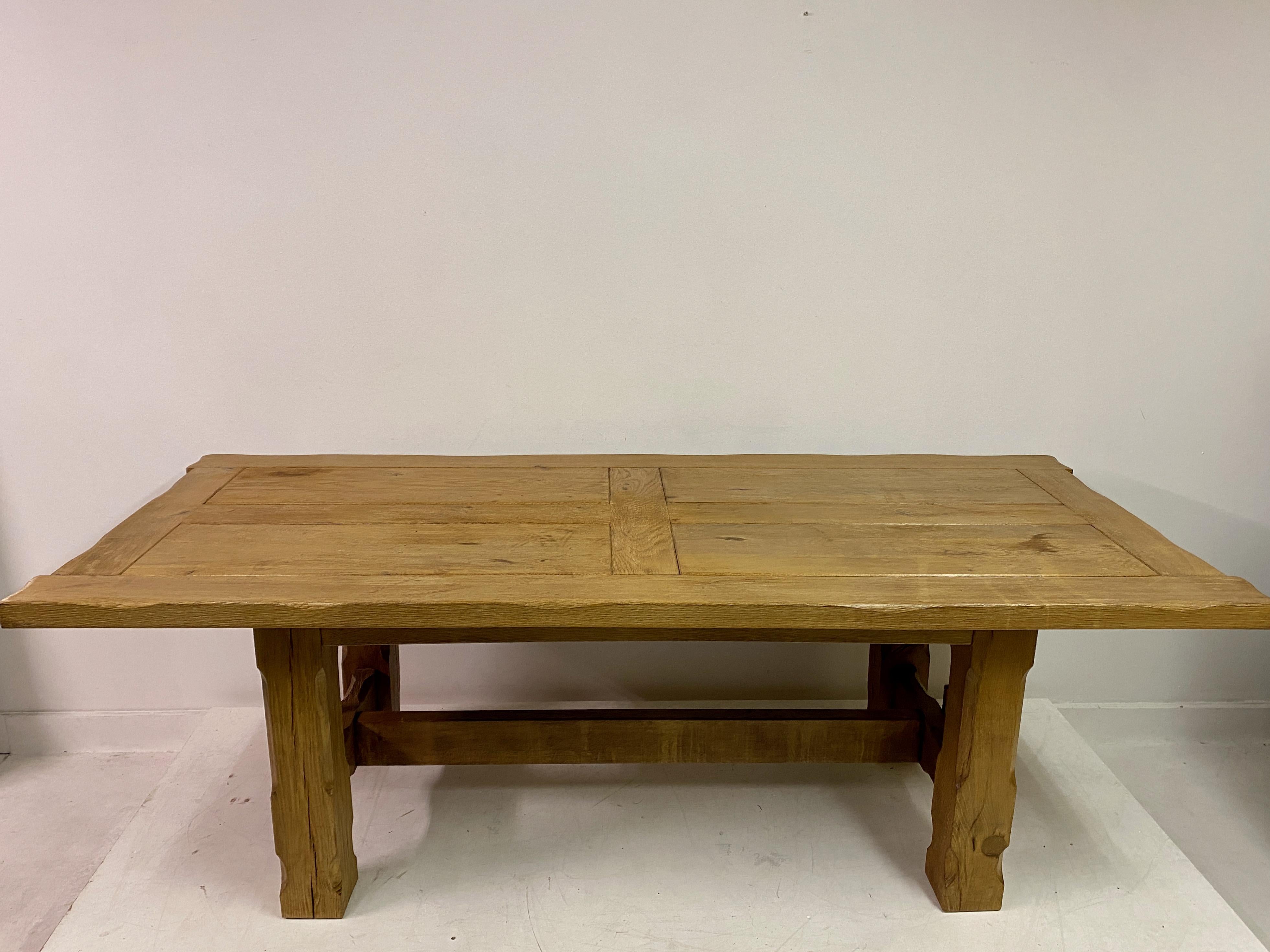 1960s Belgian Oak Brutalist Dining Table For Sale 12